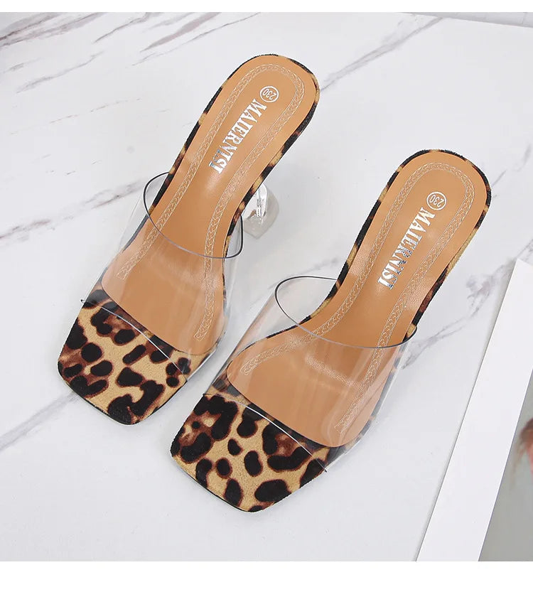 Oulylan Sexy Slippers 2024 New PVC Jelly Slippers Open Toed High Heels Women Transparent Heel Slippers Fashion Lady Shoes