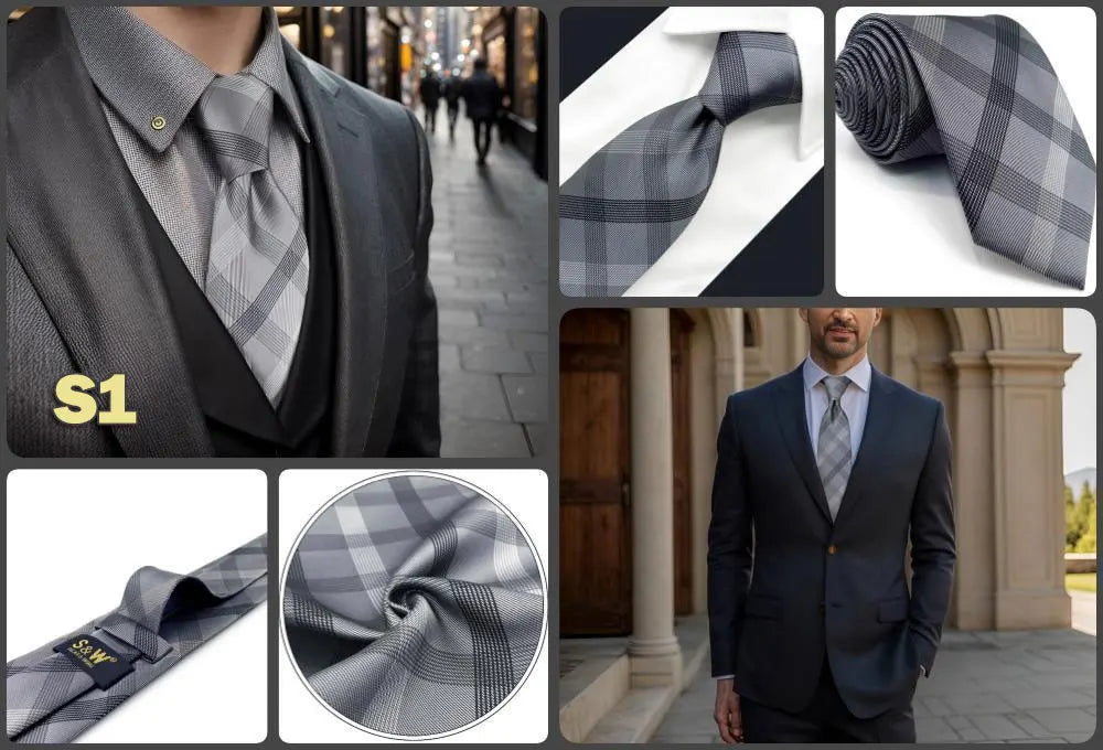 Blue Mens Necktie Silk Brown Ties for Men Wedding Guest Gift Classic Gray Party Christmas Dropshipping