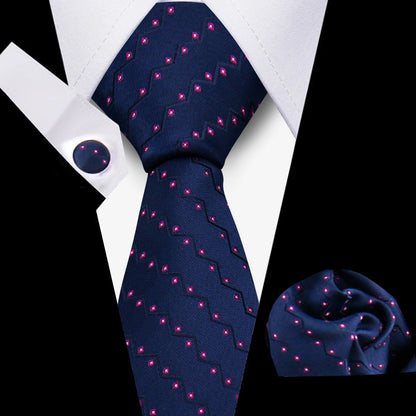 Tie For Men Classic Plaid Handkerchiefs Red Necktie Cufflinks For Men Blouse Business Wedding Accessories Women Collar Man Gift