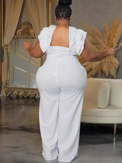 Plus Size Women Clothes Jumpsuit Summer Clothes Black Urban Leisure Bodysuit New 2024 Wide Leg Jumpsuit