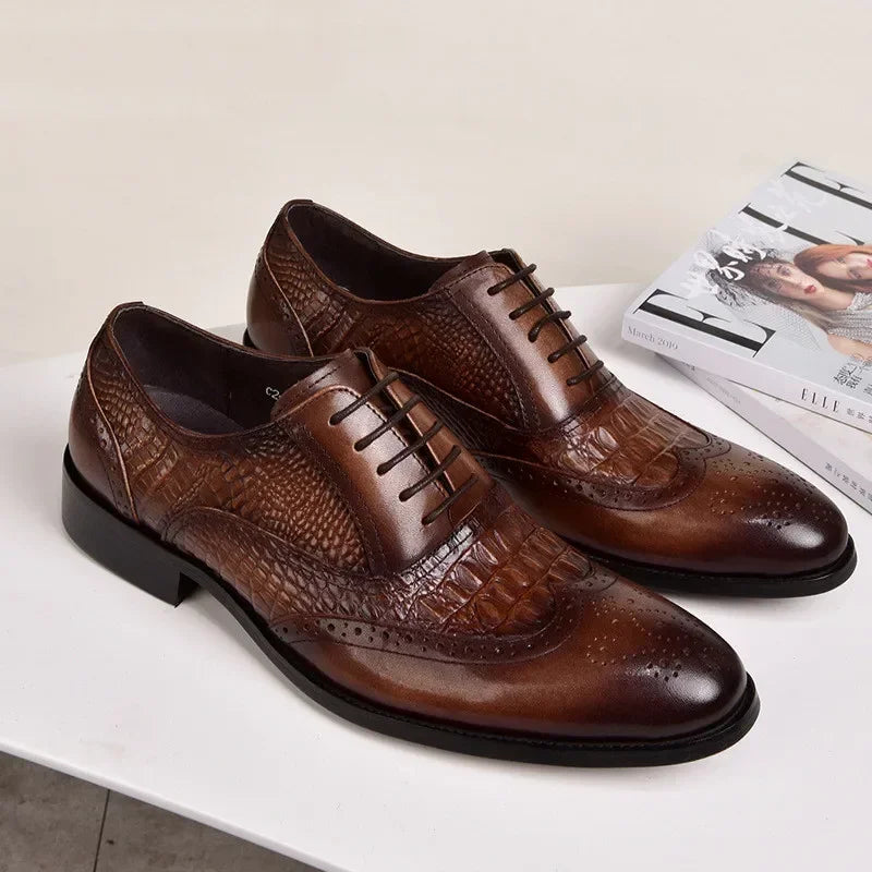 Plus Szie 48 Brock Oxford retro crocodile leather men formal spring autumn new 's for Work Casual business shoes Wedding shoes