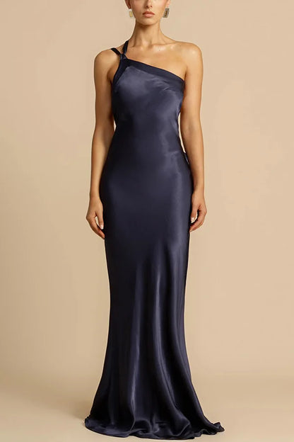 Spring Summer Slim Off Shoulder Evening Dresses Women Solid Color Slant Collar Backless Package Hip Bodycon Party Dress Female