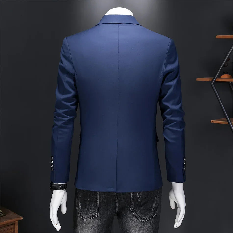 Boutique Fashion Suit Men's Slim Groom Wedding Suit Jacket Business Office Suit Casual Solid Color Suit Jacket