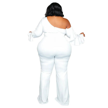 X6019 Plus Size Solid Color Women's Fashion Loose-Fit Cross-Border New Jumpsuit Without Straps Sexy Stylish Female Romper