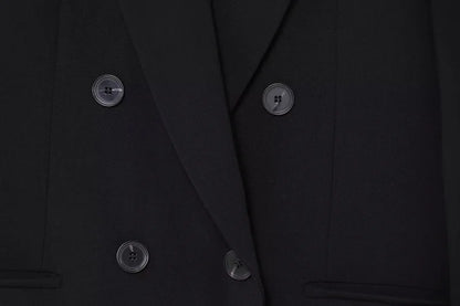 ETJ 2025  Women's Spring New suit Set with shoulder padded double-breasted blazer & high-waisted pleated wide-legged pants