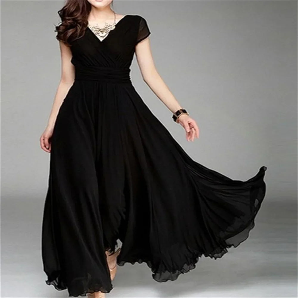 Elegant bodycon sexy Women's dress for women 2022 summer short sleeve chiffon boho party dresses woman robe femme ladies