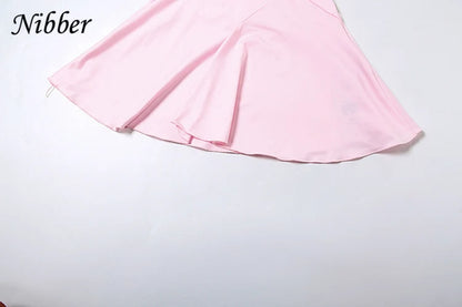 Nibber Halter Ruffles V-Neck Dress Women Backless Elegant Sexy Summer Fashion V-Neck Solid Birthday Party Clubwear Mini Bodycon