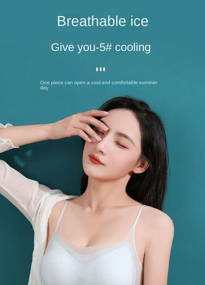 Ultra-thin breathable ice silk bra Women's underwear seamless halter vest U-shaped back pull together