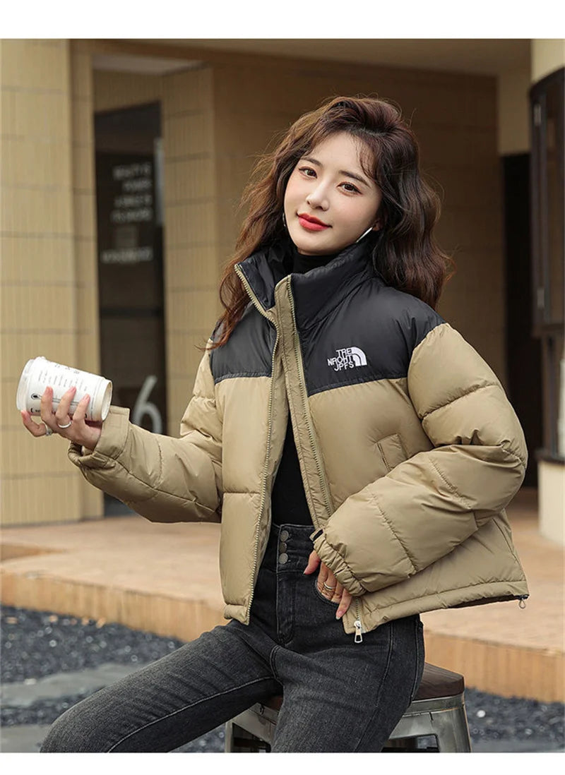 Winter Short Stitching Contrast Down Cotton-Padded Jacket Women's New 2023 Fashion Loose Padded Jacket Clothes Women Coat