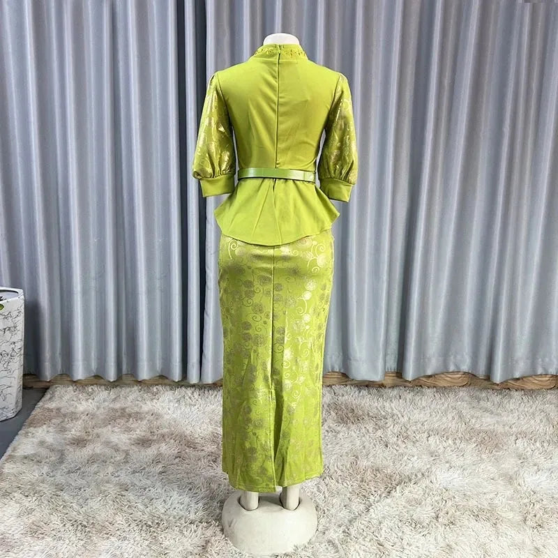 2025 African Party Evening Wedding Dresses for Women Spring African Half Sleeve Diamond Polyester Long Maxi Dresses Outfits