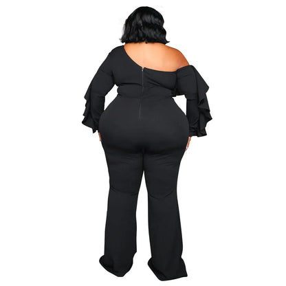 X6019 Plus Size Solid Color Women's Fashion Loose-Fit Cross-Border New Jumpsuit Without Straps Sexy Stylish Female Romper