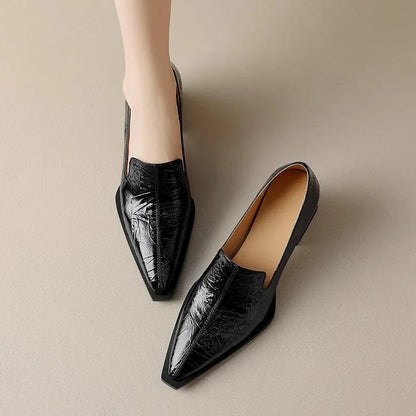 2025 Sapatos Femininas Women Light Weight European Stylish Elegant Black Square Heel Shoes Lady Casual Office Party Shoes
