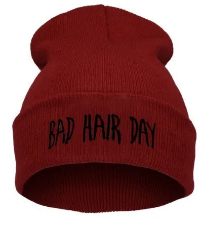 22 Colors Winter Unisex Funny Bad Hair Day Hip Pop Beanie Hat Women Men Ski Cap