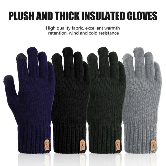 Men's Warm Gloves Winter Plush Thick Insulation Gloves For Men Women Screen Anti Slip Wind Cold Resistant Mittens Warm Gifts