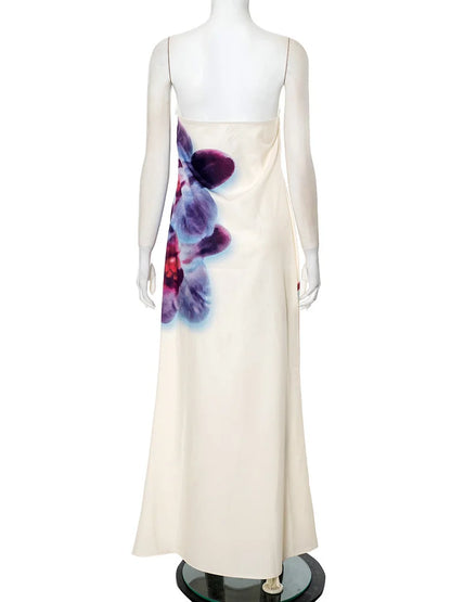 Spring/Summer Fashion Floral Print Bustier Dress Elegant Sleeveless Backless Loose A-Line Skirt Women's Casual Comfortable Dress