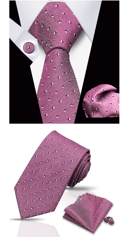 Tie For Men Classic Plaid Handkerchiefs Red Necktie Cufflinks For Men Blouse Business Wedding Accessories Women Collar Man Gift
