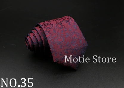 New Style Fashion Jacquard Floral Paisley Necktie Polyester Male Narrow Red Blue Tie Suit Shirt Gift For Men Accessory Gravatas