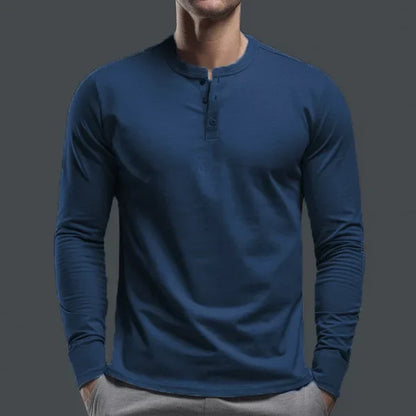 Cross-border Spring and Autumn Clothing European and American Men's T-Shirt Long-sleeved Men's Base Henry Shirt