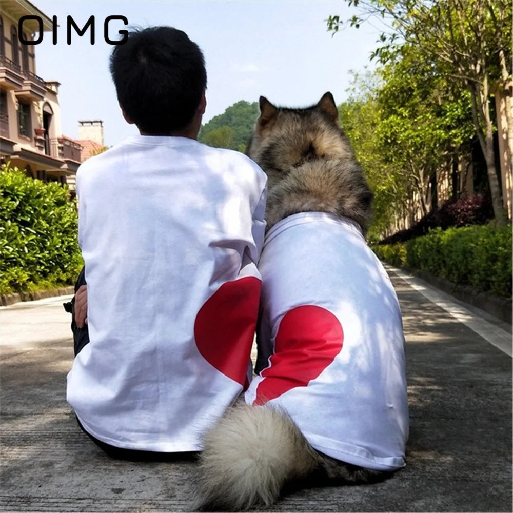 OIMG Pet Couple Parent Child Medium Large Dogs Love T-shirt Teddy Alaska Golden Retriever Dog And Owner Matching Outfits