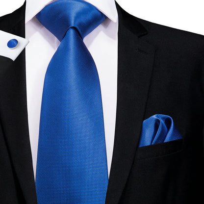 Hi-Tie Light Blue Solid Silk Wedding Nicktie For Men Hanky Cufflink Gift Men Tie Set Business Party Dropshipping Novelty Design