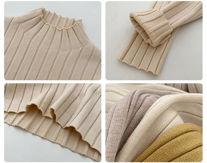 Autumn Winter Knitted Ribbed Turtleneck Sweater Women Clothes 2025 Long Sleeve Slim Basic Pullover Woman Sweaters Solid Tops