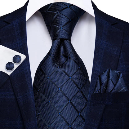 Hi-Tie Peacock Blue Novelty Designer Silk Wedding Tie For Men Hanky Cufflinks Gift Mens Fashion Necktie Set Business Party