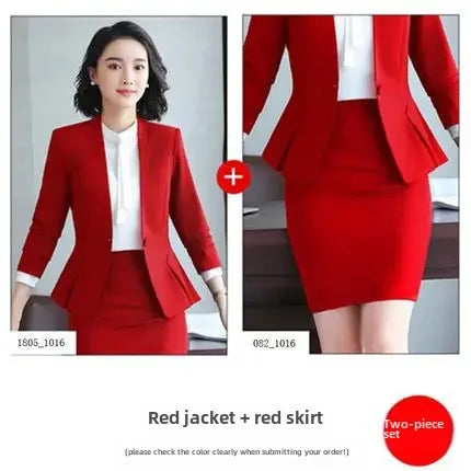 Elegant Red Western-style Suit Jacket For Women Fashionable Professional Attire For Hosting Events Job Interviews