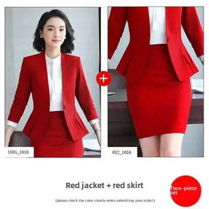 Elegant Red Western-style Suit Jacket For Women Fashionable Professional Attire For Hosting Events Job Interviews