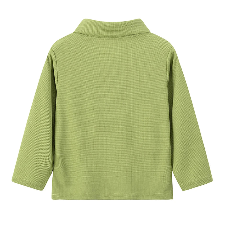 Children's solid color POLO shirt boy handsome fashion sports T-shirt girl lapel casual and comfortable half sleeve.