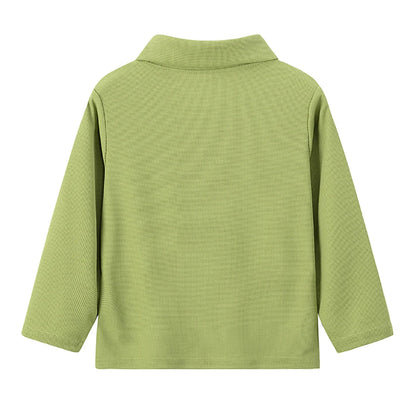 Children's solid color POLO shirt boy handsome fashion sports T-shirt girl lapel casual and comfortable half sleeve.