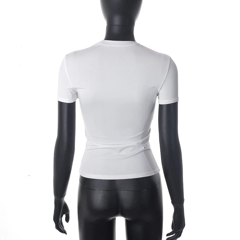 2024 Spring New Short Sleeve T-Shirt Women Solid Simple Casual Soft All-Match Hot Basic Crop Tops Tees Summer Fashion