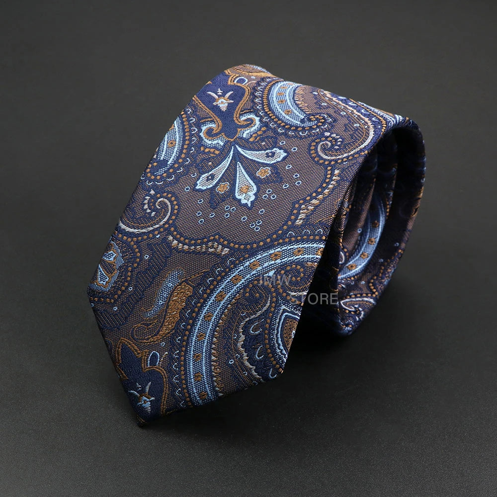 New Design Wedding Men Tie Grey Brown Green Paisley Flower Neckties Men Business Dropshipping Groom Collar Accessories Gift