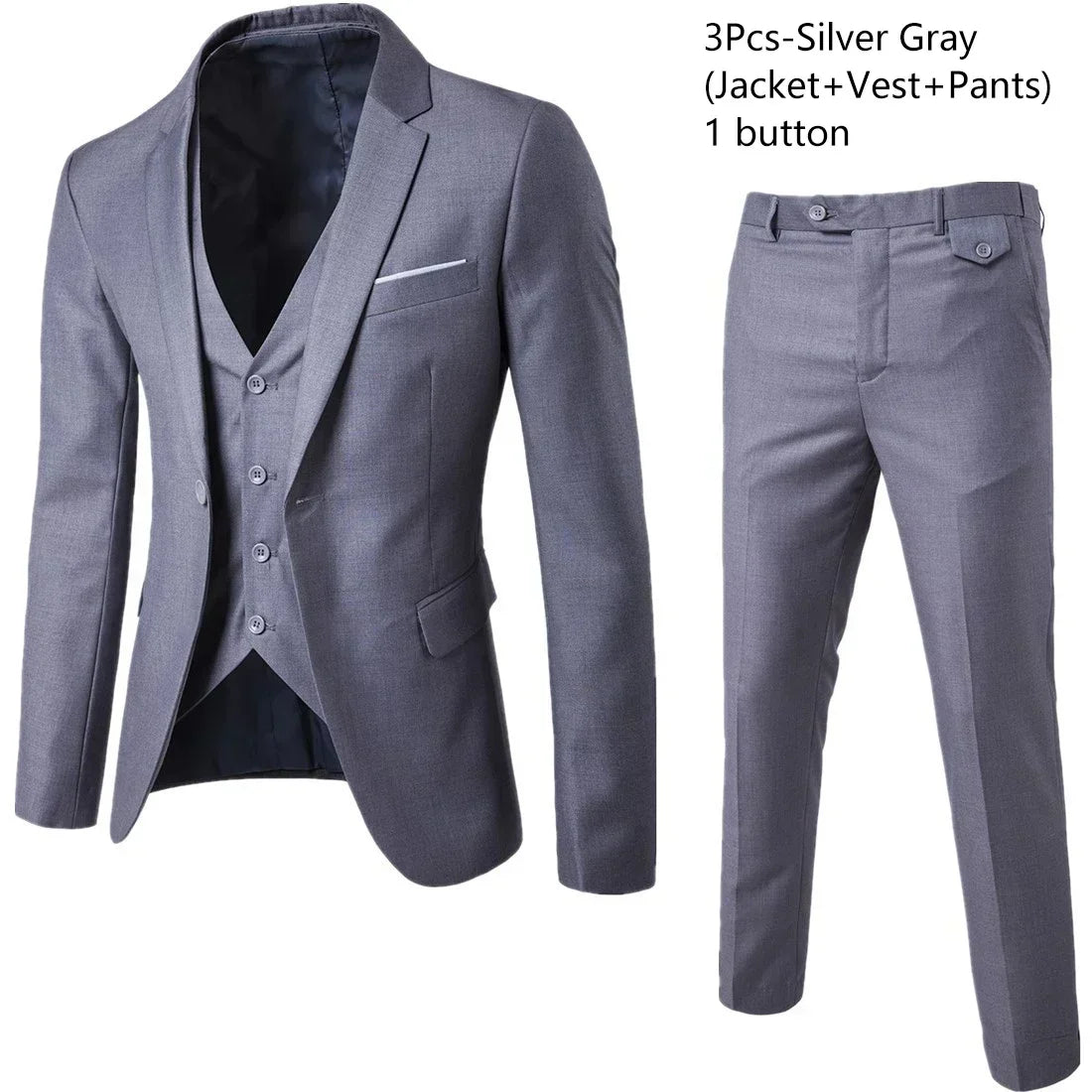 Elegant Suits For Men Wedding 3 Pieces 2 Set Luxury Fashion Classic Full Jackets Vest Pants Blazers Outfit 2024 Formal Costume