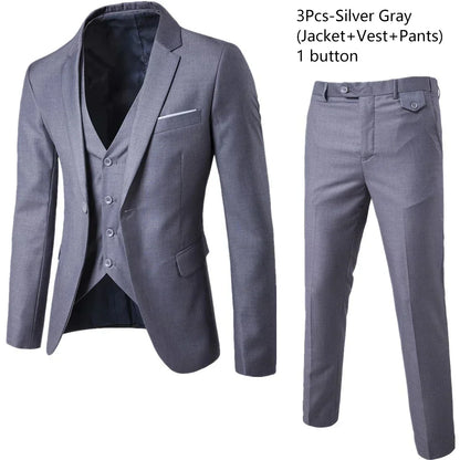 Elegant Suits For Men Wedding 3 Pieces 2 Set Luxury Fashion Classic Full Jackets Vest Pants Blazers Outfit 2024 Formal Costume