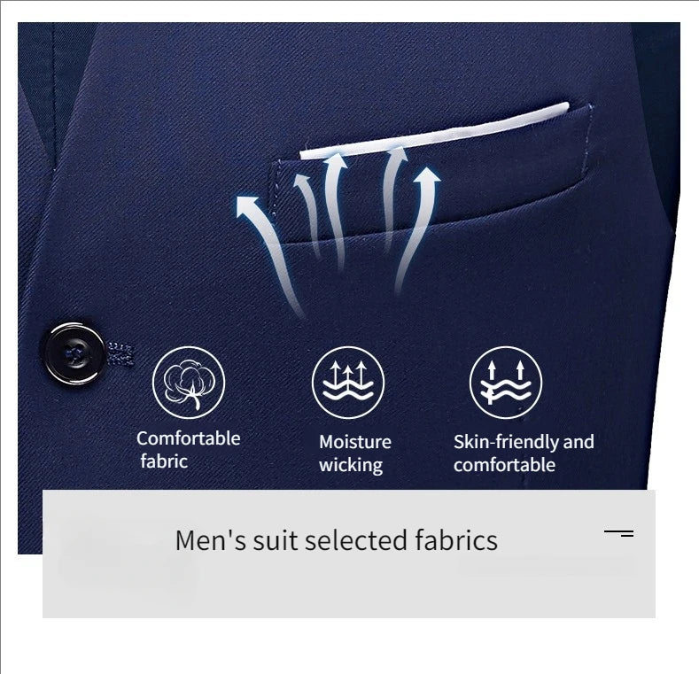 Suit For Men Elegant Wedding 3 Pieces 2 Sets Blazers Full Jackets Vest Pants Formal Fashion Luxury Coats 2025 Classic Costume