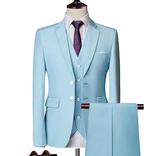 Elegant Suits For Men Wedding 3 Pieces 2 Set Luxury Fashion Classic Full Jackets Vest Pants Blazers Outfit 2024 Formal Costume