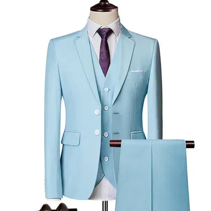 Elegant Suits For Men Wedding 3 Pieces 2 Set Luxury Fashion Classic Full Jackets Vest Pants Blazers Outfit 2024 Formal Costume