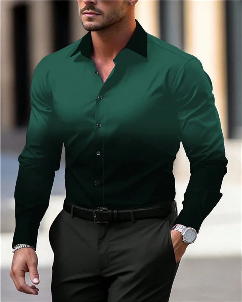 Gradient Men's Clothing Soft and Comfortable Men's Shirt Summer Hawaiian Shirt High Quality Men's Clothing Fashion Button Design