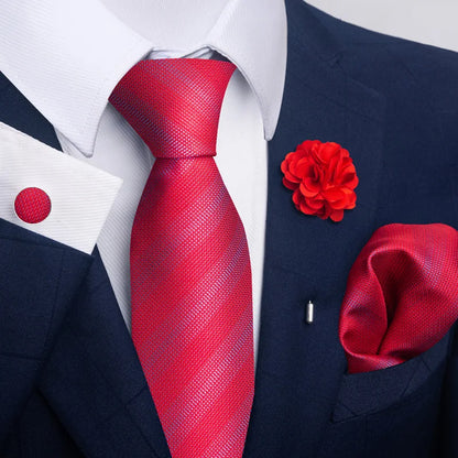 Luxury Mens Ties Floral Black Gold Ties Paisley NeckTie Pocket Square Cufflinks Brooch Set Men's Wedding Party Tie
