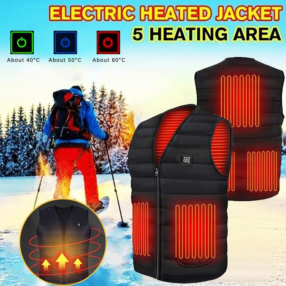 Unisex Heated Vest 9 Area Heating Thermal Jacket USB Electric Heating Vest Men Women Smart Headed Waistcoat for Outdoor Camping