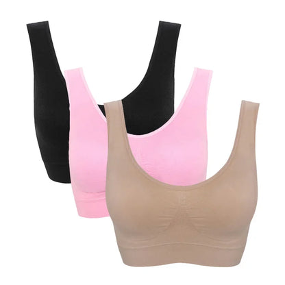 3pcs/set sexy active bra With removable Pad Seamless push up women plus size underwear wireless fitness body shape Bra