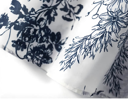 Women's spring and fall vintage print dress interpretation of elegant temperament lace-up slim French long sleeve long skirt