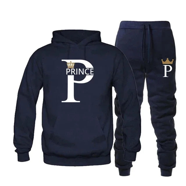 Prince Princess Print Couples Hoodie Set Men Women Unisex Sweatshirt Sweatpant Suit Lover Hoody Jogging Streetwear Tracksuit