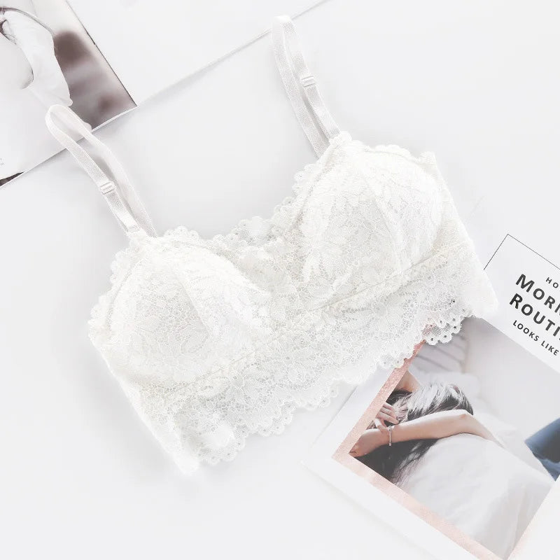 Sexy Women Push Up Wireless Lace Bra Top Women Plus Size Bralette Underwear Lingerie Full Cup Low Back Underwear