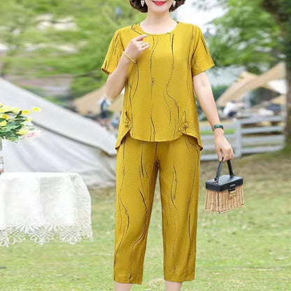 2023 Summer Women's Trousers Suit Pastoral Fashion Loose Short Sleeve Two Piece Suit Striped Cotton Linen Wild T-shirt Pant Sets