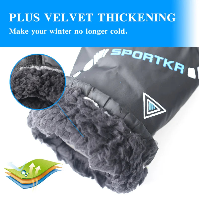 Winter Cycling Gloves Men Outdoor Waterproof Skiing Riding Hiking Motorcycle Warm Mitten Gloves Unisex Thermal Sport Gloves