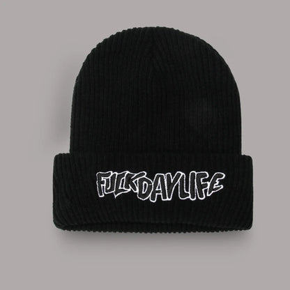 Rimiut Funny Letter Knitted Men Women Beanies Black & White Autumn Winter Hip hop hats Thick Warm Beanie Caps for adult