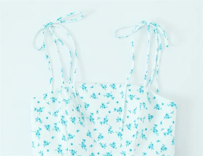 Women's Dresses Spring 2025 New Floral Print Mini Dress Sexy Suspenders Fresh and Sweet Girl Summer Mint Cool 4661382