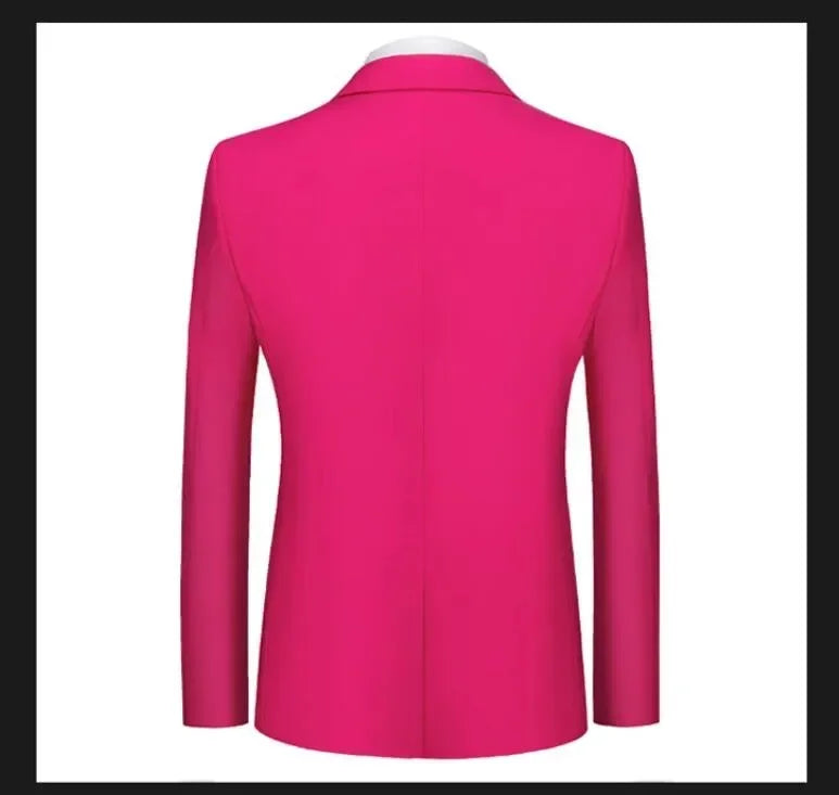 New Men Pure Colour Business Social Office Suit Slim Fit Jacket Fashion Simple Groom Wedding Tuxedo Dress Blazers Coats