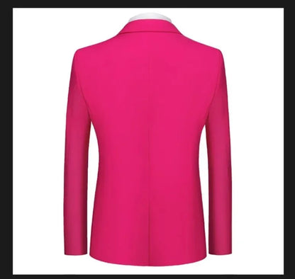 New Men Pure Colour Business Social Office Suit Slim Fit Jacket Fashion Simple Groom Wedding Tuxedo Dress Blazers Coats